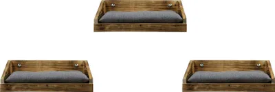 Immagine prodotto di animal-design Lettino da parete FLAME Lettino per gatti in legno Montaggio a parete rustico Parete da arrampicata, dimensioni: set da 3 pezzi