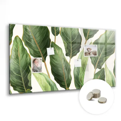 Produktbild von Dekorative Magnettafel 120x60 cm - Magnetwand - für Fotos, Karten und Notizen - Fotowand - Memoboard - Magnetpinnwand - Wanddekoration - Palmenblätter