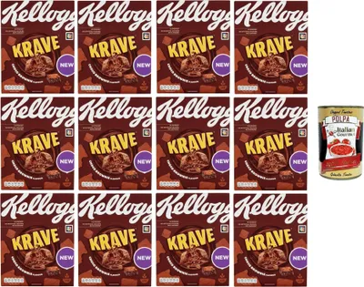 Produktbild von Kellog's Krave Choco Brownie Flavour 12x 375gr + Italian Gourmet polpa 400g