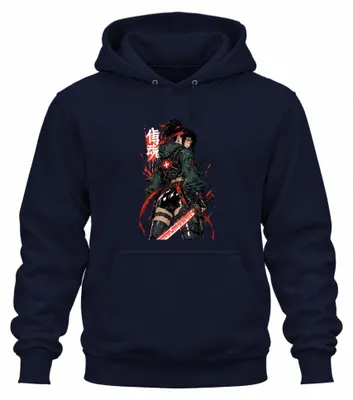Immagine prodotto di Felpa con cappuccio a tema cyberpunk, con motivo di katana, stile samurai, anime, Giappone, anni 2000, tessuto tecnico, colore blu navy, taglia 3XL