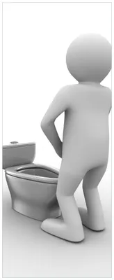 Produktbild von Wallario Premium Glasbild, freischwebende Optik, kräftige Farben, Größe 125 x 50 cm Motiv Pinkelndes Computer-Männchen und künstliche Toilette