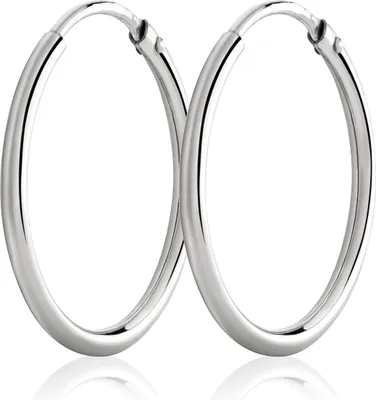 Produktbild von Paar 20mm Creolen 925 Sterling Silber 1,5mm starke Ohrringe Silber Ohrschmuck