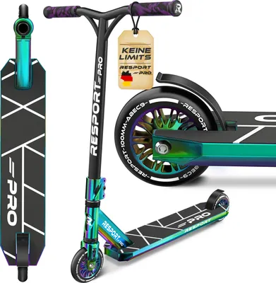 Image de RE:SPORT® Stunt Scooter REVO PRO pour enfants et adultes avec béquille | Stuntroller professionnel 110mmPolyuréthaneWheels & Y-Bar | Stuntscooter Kickscooter ABEC 9 roulement à billes | Trottinette Trickroller