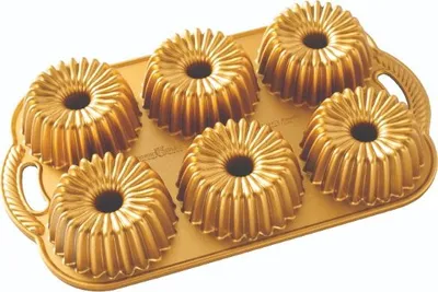 Produktbild von Nordic Ware Gugelhupf Backform Brilliance Bundtlette Pan Gold - 6 Stück