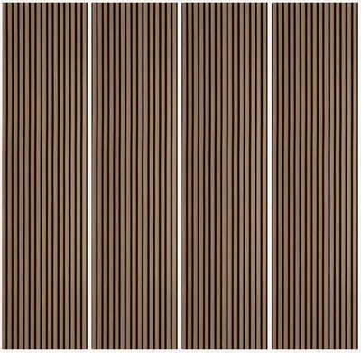 Produktbild von 4 x Akustikpaneele aus Holz 240x60cm für Wand Design Dunkles Nussbaum Kover-NS