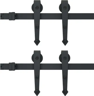Produktbild von Schiebetür-Beschlagsatz 2x183 cm Stahl Schwarz