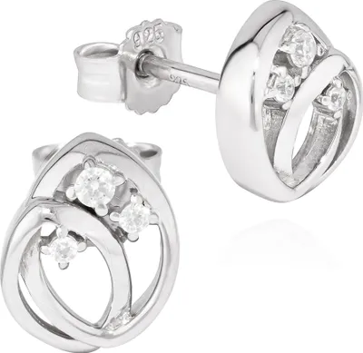 Produktbild von NKlaus Paar Blatt Zirkonia weiß Ohrstecker 925 Silber rhodiniert 8x7mm Damen Ohrringe 13571