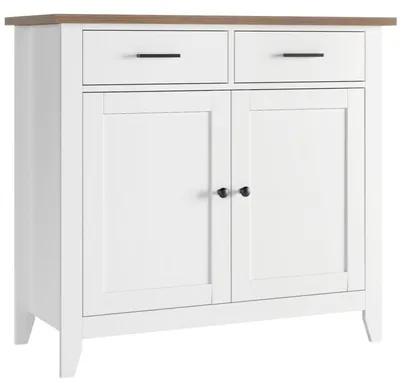 Produktbild von Küchenschrank Sideboard mit Arbeitsplatte 2 Schubladen 2 Türen Landhausstil Weiß