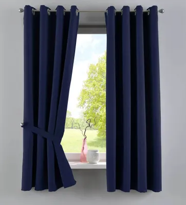 Produktbild von Vorhänge Blickdicht »NewYork« Blau HxB 160x140 cm 2er-Pack Thermo-Gardinen Verdunkelungsvorhang Blackout Ösen schalldämmend UV-Schutz Raffhalter, 201920600-2