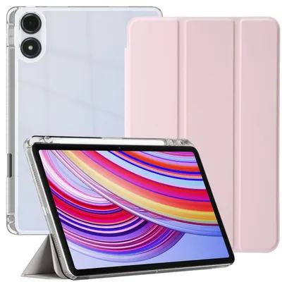 Image de Coque pour Xiaomi Redmi Pad Pro 12,1 Pouces avec Porte-Stylet, Protection Antichoc Coins Renforcés - Rose