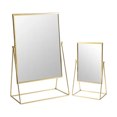 Produktbild von Harbour Housewares 2 Stück Frisierkommode Rasierspiegel Set - Freistehende Tisch Make-up kosmetischen Spiegel - 2 Größen - Gold