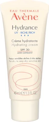 Produktbild von Avene Hydrance UV RICH, Tagescreme, Frauen, Mischhaut, trockene Haut, normale Haut, Empflindliche Haut, Sehr trockene Haut, Gesicht, Feuchtigkeitsspendend, Feuchtigkeitsspendend, Schutz, Weichmachend, 40 ml