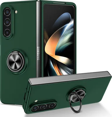 Produktbild von Galaxy Z Fold5 Hülle, Dünn Hart PC Schutzhülle mit Ringhalter Ständer für Samsung Galaxy Z Fold 5 Grün