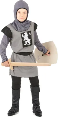 Produktbild von Mittelalterliches Ritterkostüm für Jungen grau-weiss S 4-6 Jahre (110-120 cm)