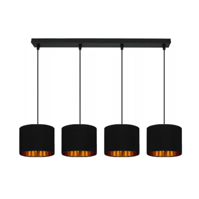 Image de Plafonnier Noir Lampe Lampe en velours Vintage Moderne E27 Lampe de designer 4-flammes N230-H4-S