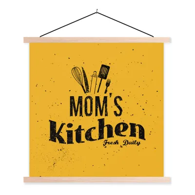 Produktbild von MuchoWow® Textilposter Küche - Mutter - Küchenutensilien - Vintage 40x40 cm mit holzfarbenen Rahmen - Posterleiste