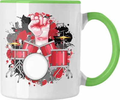 Produktbild von Trendation - Schlagzeug Tasse Geschenk für Schlagzeug-Spieler zum Geburtstag oder Weihnachten (Grün)