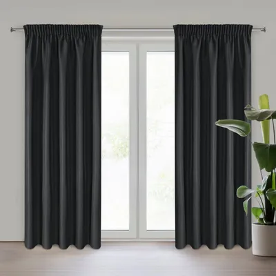 Zdjęcie produktu dla Eurofirany 460330, Przezroczysty, Czarny, Monochromatyczny, Poliester, Wiszący hak, 140 g/m²