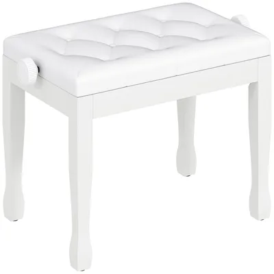 Immagine prodotto di Panca regolabile per pianoforte con seduta in ecopelle | Colore: Bianco | Dimensioni: 35x64x45-55 cm