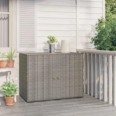 Immagine prodotto di Armadietto da esterno in legno - Contenitore per il giardino in legno - Casetta da giardino per esterni - Grigio