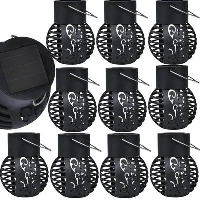 Produktbild von 10er-Set Solar-Gartenlampen, Hängelaternen, Kugellampen, für Terrasse, Balkon und Garten