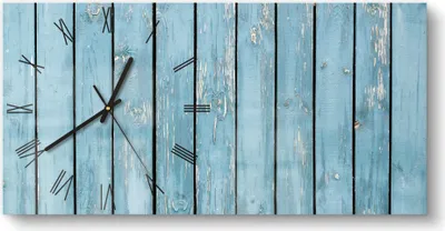Produktbild von DEQORI Glasuhr 60x30 cm Römisch 'Rustikale Holzwand' Wanduhr Glas Uhr Design leise Küchenuhr