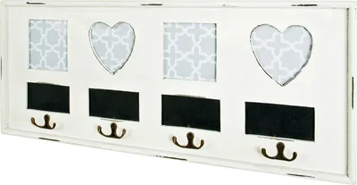 Immagine prodotto di HAKU - Appendiabiti da parete in stile antico, realizzato in legno massello e MDF, dimensioni: 63x26x3 cm