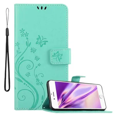 Produktbild von Cadorabo Hülle für Apple iPhone 6 / 6S Schutz Hülle in Türkis Schutzhülle Handy Hülle Etui Case Blumen Flower