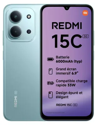 Image de Xiaomi Redmi 15C 5G 17.5 cm (6.9") Hybrid Dual SIM USB Type-C 4 GB 256 GB 6000 mAh Green