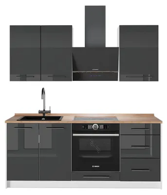 Zdjęcie produktu dla Kuchnia pojedyncza Vicco Fame-Line Antracyt połysk/Biały 190 cm, BP Dąb, Model 64904