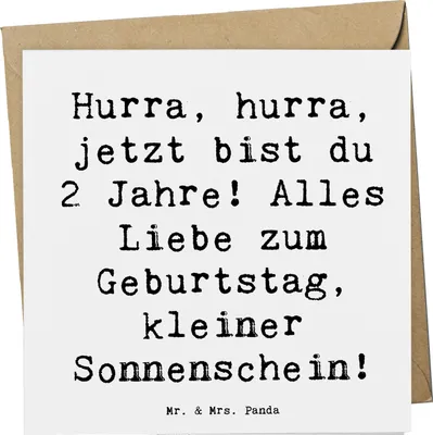 Produktbild von Mr. & Mrs. Panda Grußkarte Spruch 2. Geburtstag - Weiß - Geschenk, doppelkarte, Geburtstagsglück, Happy Birthday, Geburtstagskind, Alter, fröhlich, Lächeln, anlasskarte