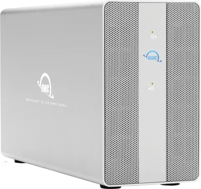 Produktbild von OWC Mercury Elite Pro Dual, HDD / SSD-Gehäuse, 2.5/3.5", SATA, 10 Gbit/s, USB Anschluss, Silber