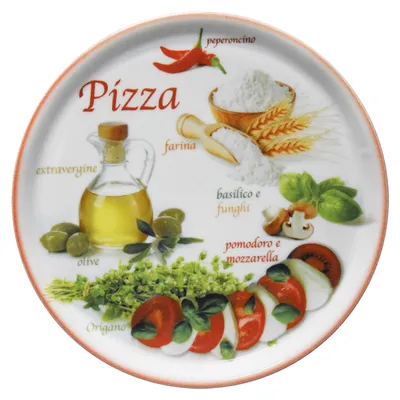 Zdjęcie produktu dla Talerz do pizzy Napoli Red Ø 32 cm Talerz do serwowania XL Zdobiona porcelana