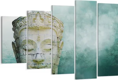 Produktbild von Bild auf Leinwand - Leinwandbild - 5 Teile - Buddha Grafik Türkis - 150x100cm - Wand Bild - Wanddeko - Wandbilder - Leinwanddruck - Bilder - Wanddekoration - Leinwand bilder - EG150x100-4342