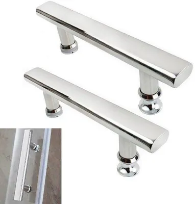 Produktbild von 2 Stück - Badkamer-Douchedeurgreep - Platte Form - 145 mm Durchmesser - für Glas-Douche-Tür - Edelstahl
