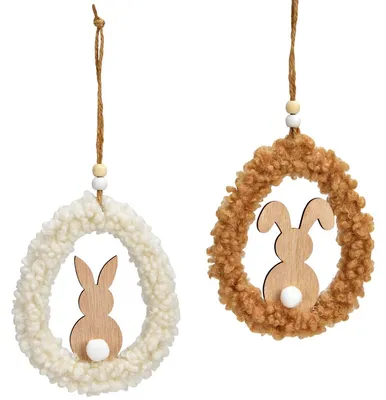 Image de Œufs de Pâques à suspendre Lot de 2 décorations de Pâques en peluche à suspendre