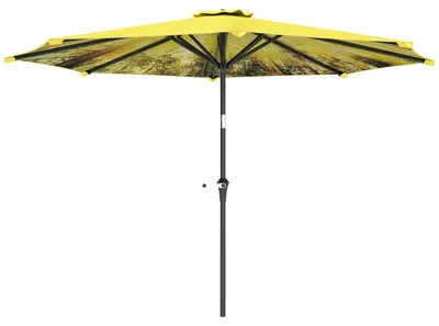 Produktbild von Outsunny Sonnenschirm Ø300 cm, Sonnenschirm mit Handkurbel, achteckig Gelb
