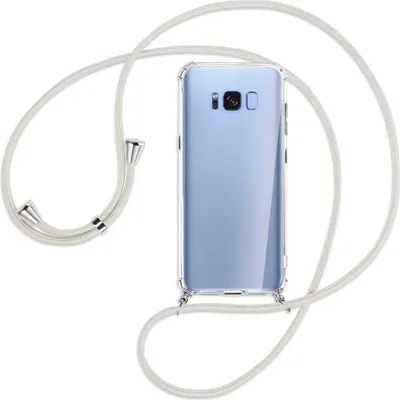 Produktbild von Handykette Backcover-Schutzhülle mit Band (Metall silberfarben) für Samsung Galaxy S8 - broken white