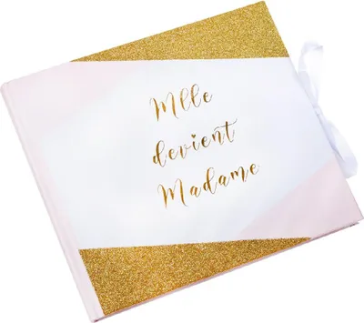 Produktbild von Gästebuch Miss to Mrs rosa, weiß und gold 22 x 19 cm - Einheitsgröße