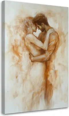 Image de Toile « Couple nu » beige 40x60 Feeby Beige Image pour le mur, prête à être accrochée