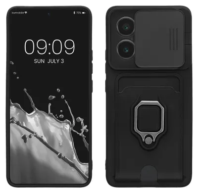 Produktbild von kwmobile Handyhülle kompatibel mit Xiaomi 14T - Softcase mit Kameraschutz - Kartenfach - Schwarz