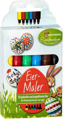 Produktbild von Heitmann Eierfarben Ostereier bemalen färben Lebensmittelfarbe Stifte 6 Farben