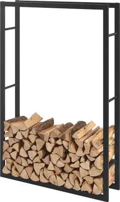 Produktbild von Kaminholzregal Täby Brennholzregal innen außen Metall 100 x 25 x 150 cm Holzunterstand Stapelhilfe für Feuerholz Holzlager Kaminholzständer Schwarz