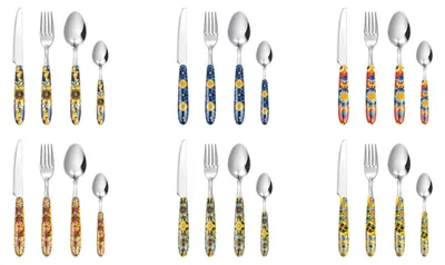 24-teilige Besteckset aus Edelstahl mit Kunststoffgriff