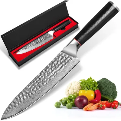 Obrázok produktu pre Kuchárska nôž, 19,3 cm, 67 vrstiev damascénovej ocele VG-10, rukoväť G10, model chef