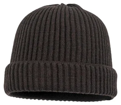 Balke XXL Rippen Strickmütze mit Umschlag 100% Merinowolle in braun