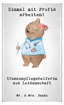 Produktbild von Mr. & Mrs. Panda Handtuch Krankenpflegehelferin Leidenschaft - Weiß - Geschenk, Ausbildung, buntes, Pflegekraft, Gästetuch, Spruch, frottee, Frotteetuch, Lustig, Klein
