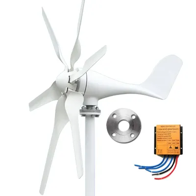 Imagen del producto de Generador de turbina eólica, 400W de potencia, ajuste automático de dirección, 400W, 6 aspas, tecnología MPPT, 24V