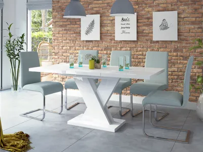 Produktbild von Esstisch Ausziehbar Weiß Hochglanz 120(170)cm Acryl SENOSAN Design Dixon