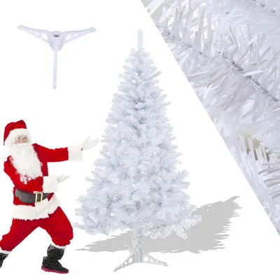 Produktbild von Eikuavons Künstlicher Weihnachtsbaum Tannenbaum, PVC Nadeln Metallständer & Klappsystem Christbaum Weiß 120cm